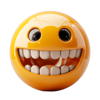 Smiling orange emoticon isolated on transparent background. 3d render png