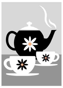 Retro Modern Tea Set Printable Art png