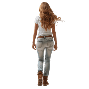 Young woman in jeans and a T-shirt isolated on transparent background png