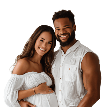 happy african american couple hugging and looking at camera isolated on transparent background png