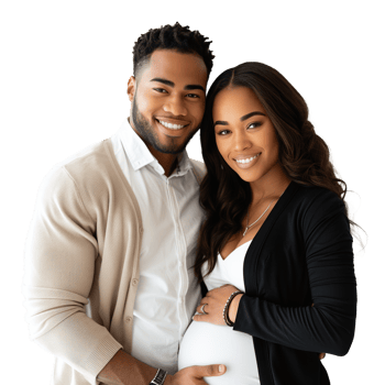 happy african american couple with pregnant woman and man isolated on transparent background png