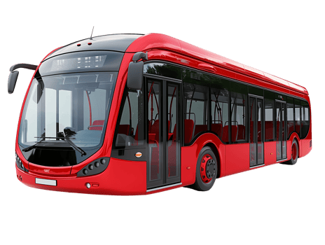 Red bus isolated on transparent background. 3d rendering. Front view png