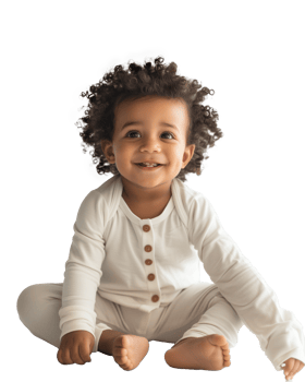 Portrait of a cute african american baby sitting isolated on transparent background png