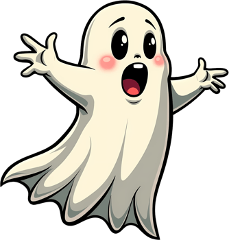 Cute Scared Ghost Character Graphic png