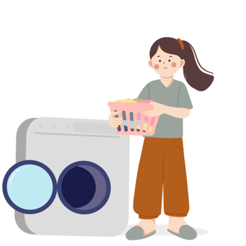 illustration of a woman washing clothes png