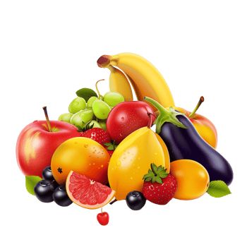 Fruits and vegetables isolated on transparent background. illustration for your design png