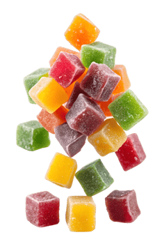 Candy pieces Floating in mid air isolated on transparent background png