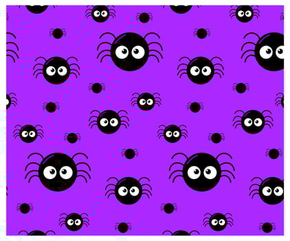 Seamless halloween cartoon pattern with cute spiders . Doodle kids background vector