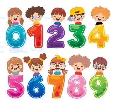 Cartoon Kids And Colorful Numbers vector