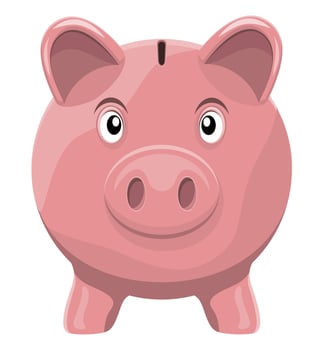 ceramic pink pig money box for saving money illustration isolated on white background vector