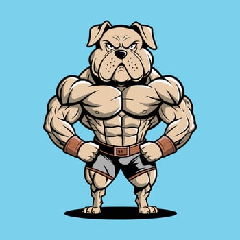 a cartoon bulldog with a big chest and muscles vector