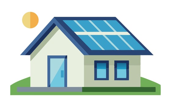Minimalist Solar-Powered House Icon with Blue Panels vector