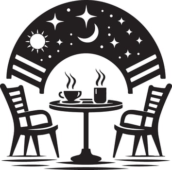 Restaurant chair and table in outdoor with hot coffee vector
