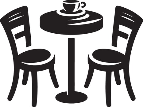 Black chair and table silhouette. vector