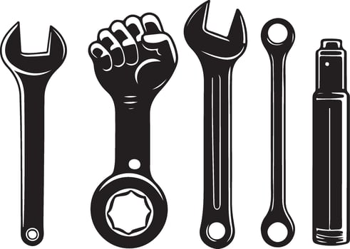 Wrench icon set,car repairing tools silhouette. vector