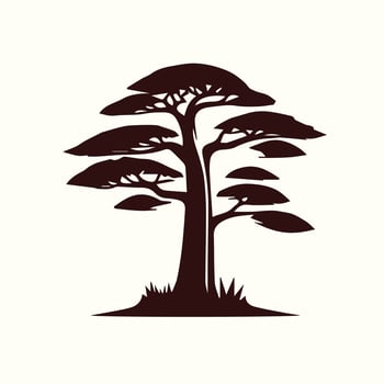 A black and white illustration of a tree vector
