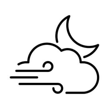 Windy night weather icon vector