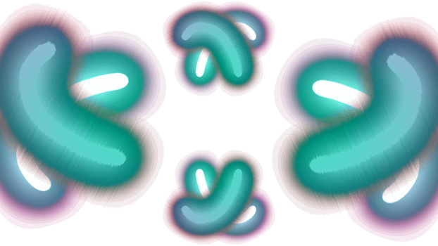 a group of three green and blue shapes on a transparent background png