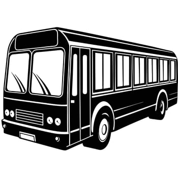 A black and white illustration of a bus vector