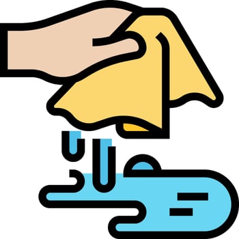 A hand wiping a cloth with water vector