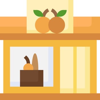 A store with a window and a display of fruit vector
