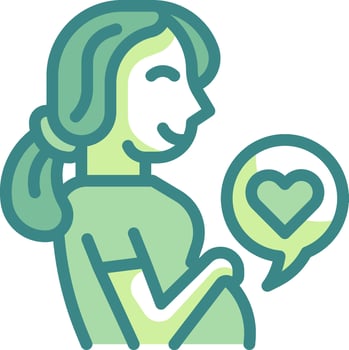 A pregnant woman holding a heart and speech bubble vector