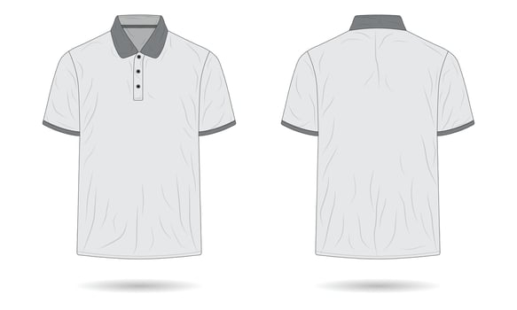 White and grey short sleeve polo shirt mockup vector