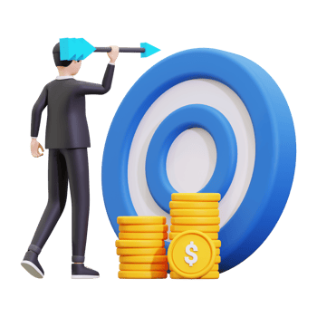3d entrepreneur with a profit target illustration png