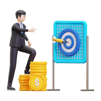 3d entrepreneur with a profit target illustration png