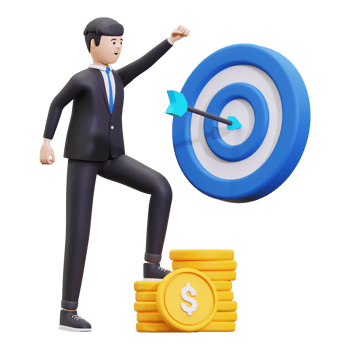 3d focus on business targets illustration png