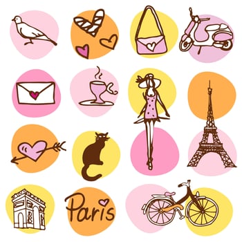 Hand drawn Paris theme Seamless pattern, Drawing, Cute design vector