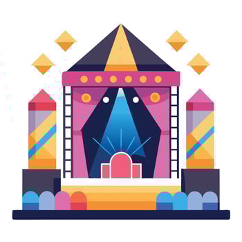 An illustration of a stage with a stage curtain vector