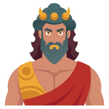The god of the underworld, neptune, is depicted in a flat style vector