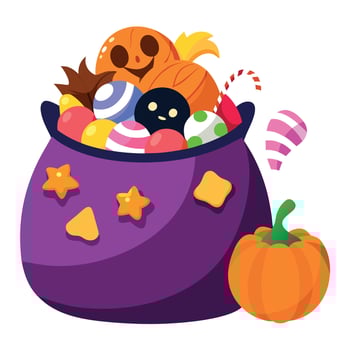Halloween candy bag with pumpkins and candy vector