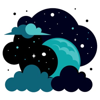 Night sky with clouds and moon illustration vector