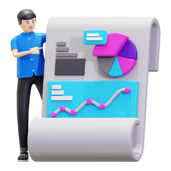 3d Man Shows Data Report Results Illustration png
