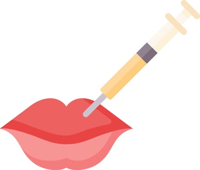 A syringe is inserted into a woman's mouth vector