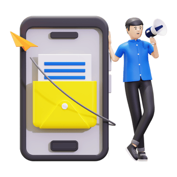 3d Man Sending Marketing Email Illustration png