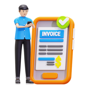 3d Young Man Showing Online Invoice Bill Illustration png