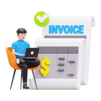 3d Young Man Checking Online Invoice Illustration png