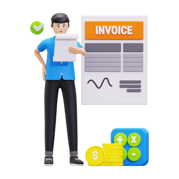 3d Young Man Looking Invoice Bill Illustration png