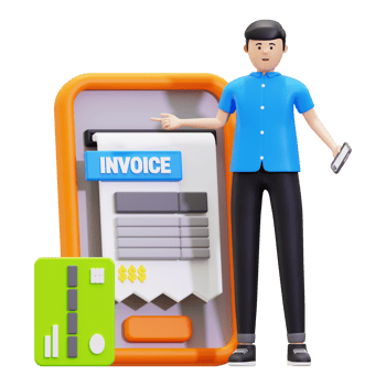 3d Young Man Showing Online Invoice Payment Illustration png