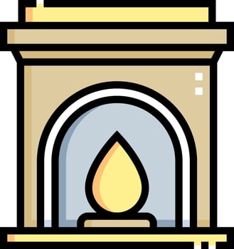 A fireplace with a flame icon vector