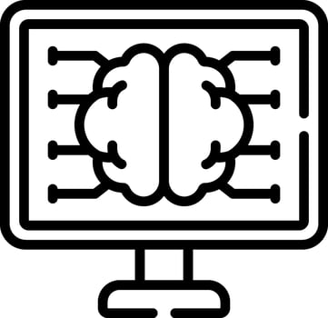 A computer screen with a brain on it vector