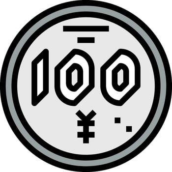 A black and white image of a 100 yen coin vector