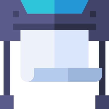 A printer with a paper roll on top vector