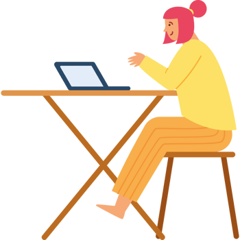 woman in hybrid work place png