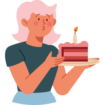 happy woman blowing birthday candle png