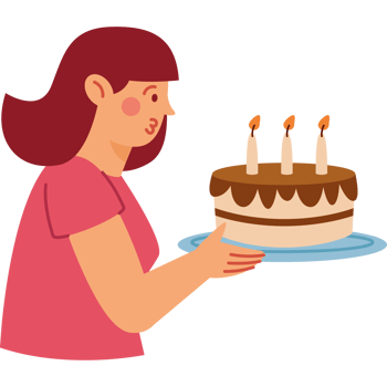 woman blowing birthday candle in cake png
