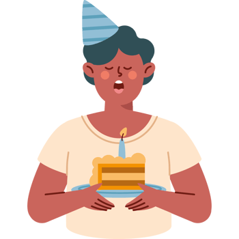 young man blowing birthday candle png